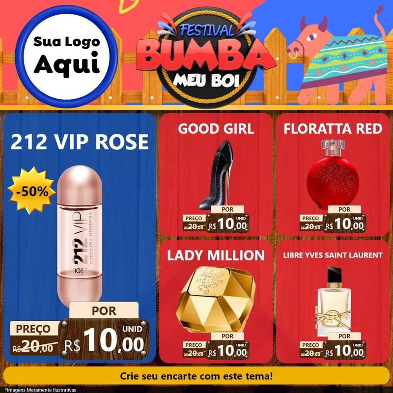 Modelo de Rede Social para Feed Facebook com o tema Festival Bumba Meu Boi para Perfumes