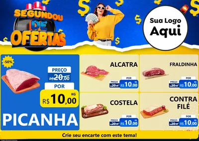 Modelo de Encarte para Encarte A4 Horizontal com o tema Segundou de Ofertas para Açougue