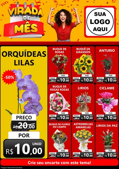 Modelo de Encarte para Encarte A4 Vertical com o tema Virada de Mês para Floricultura e jardim