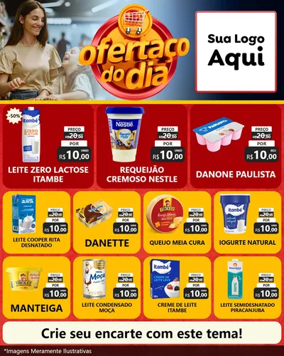 Modelo de Rede Social para Feed Instagram com o tema Ofertaço Do Dia para Frios e Laticínios