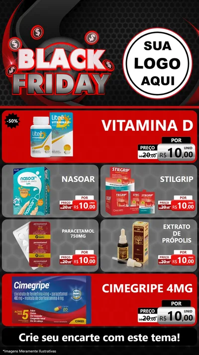 Modelo de TV para TV Vertical com o tema Black Friday para Farmácia