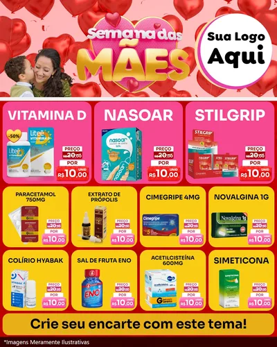 Modelo de Rede Social para Feed Instagram com o tema Semana Das Mães para Farmácia