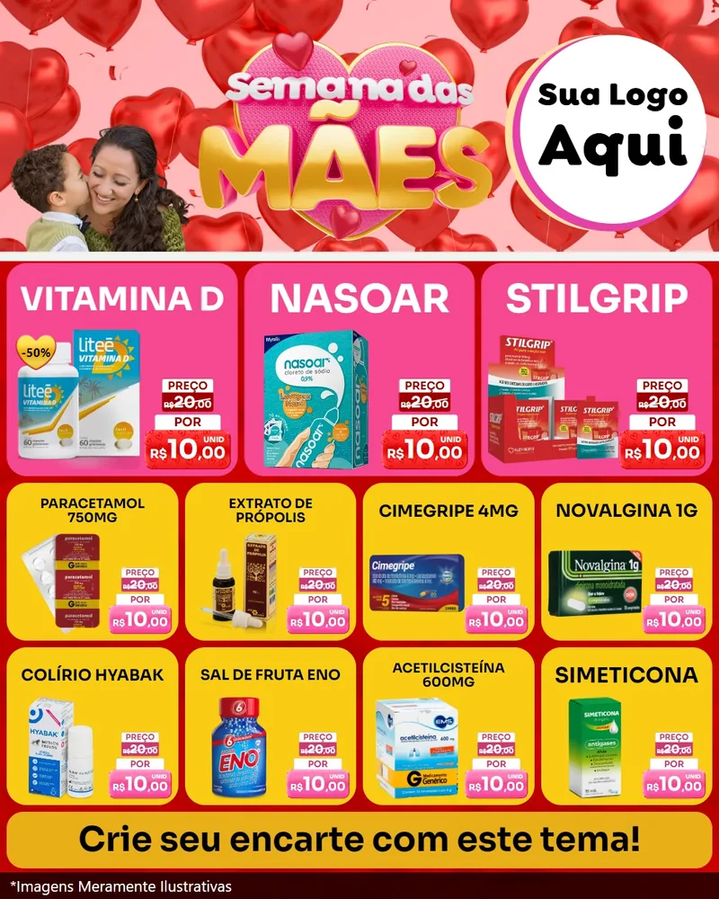 Modelo de Rede Social para Feed Instagram com o tema Semana Das Mães para Farmácia