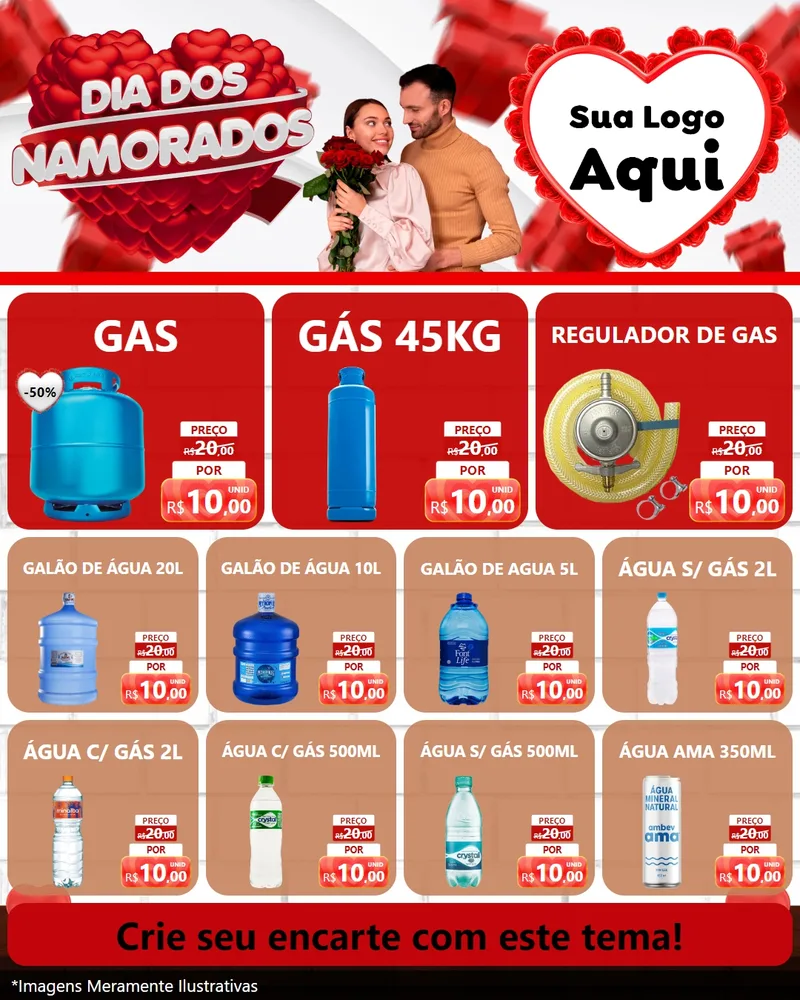 Modelo de Rede Social para Feed Instagram com o tema Dia dos Namorados para Água e gás