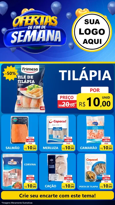 Modelo de Rede Social para Stories com o tema Ofertas de Fim de Semana para Peixaria