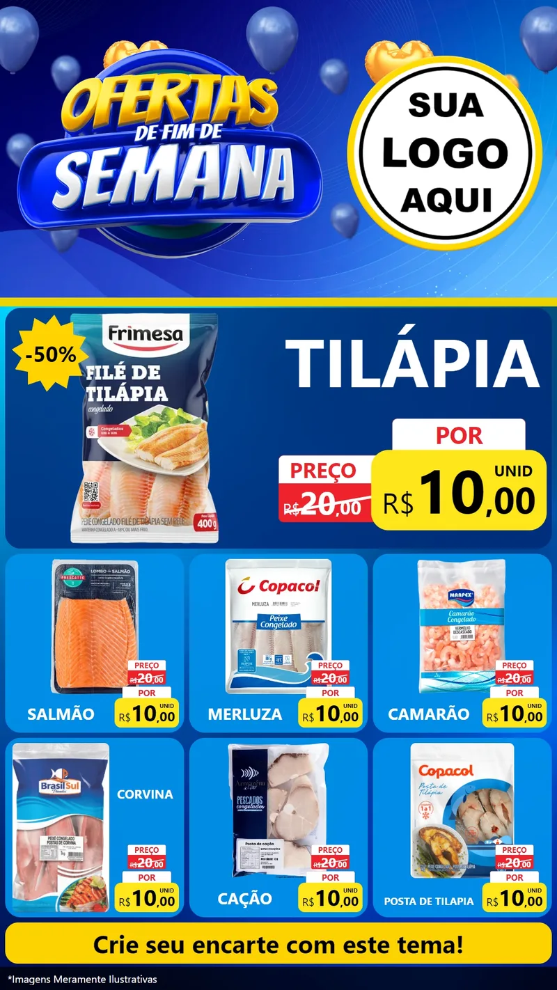 Modelo de Rede Social para Stories com o tema Ofertas de Fim de Semana para Peixaria