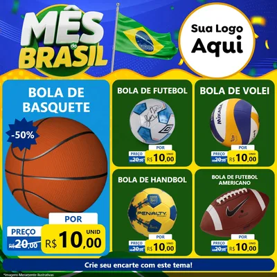 Modelo de Rede Social para Feed Facebook com o tema Mês do Brasil para Artigos Esportivos