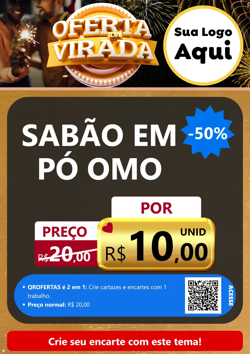 Modelo de Cartaz para Cartaz A4 Vertical com o tema Oferta da Virada para Produtos de Limpeza
