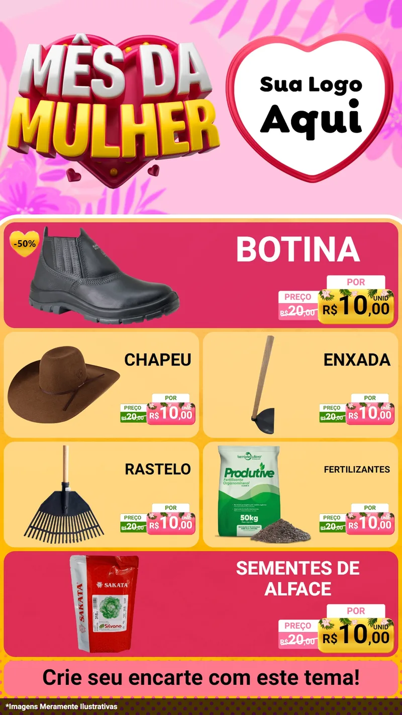 Modelo de TV para TV Vertical com o tema Mês da Mulher para Agropecuária