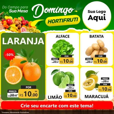 Modelo de Rede Social para Feed Facebook com o tema Domingo hortifruti para Hortifrúti