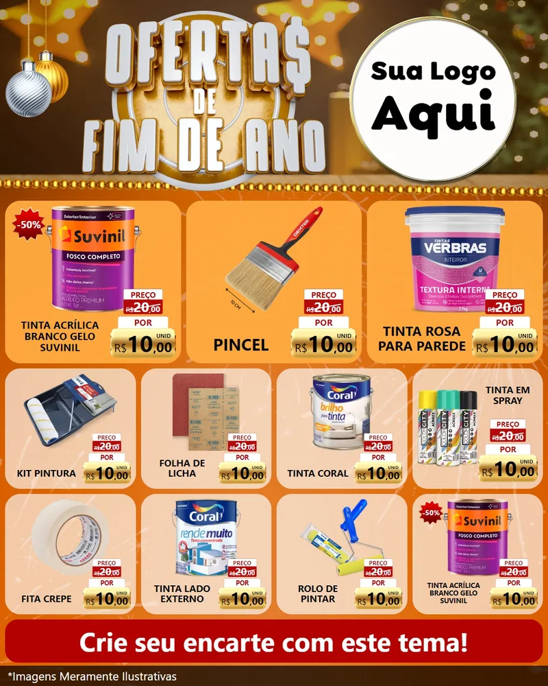 Modelo de Rede Social para Feed Instagram com o tema Ofertas de Fim de Ano para Tintas e Ferramentas