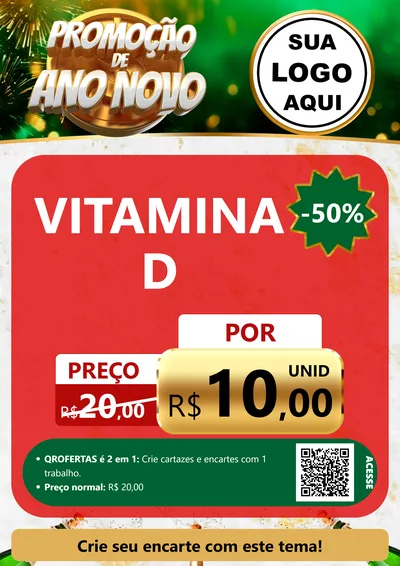 Modelo de Cartaz para Cartaz A4 Vertical com o tema Promoção de Ano Novo para Farmácia
