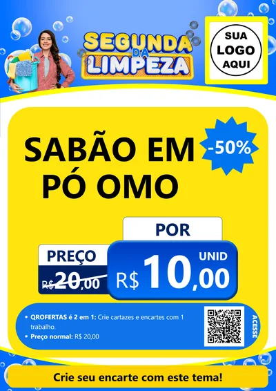 Modelo de Cartaz para Cartaz A4 Vertical com o tema Segunda da Limpeza para Produtos de Limpeza