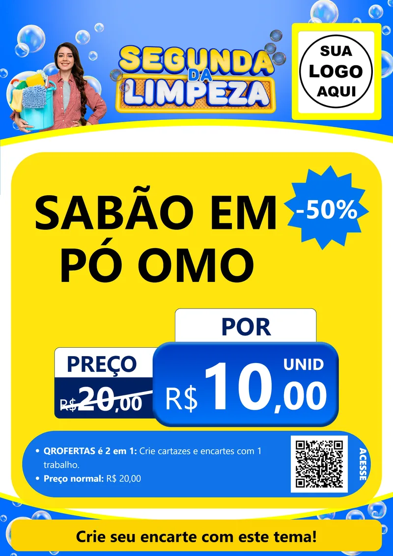 Modelo de Cartaz para Cartaz A4 Vertical com o tema Segunda da Limpeza para Produtos de Limpeza