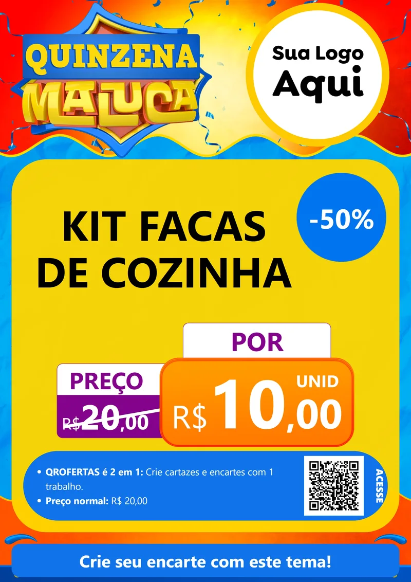 Modelo de Cartaz para Cartaz A4 Vertical com o tema Quinzena Maluca para Utilidades Domésticas