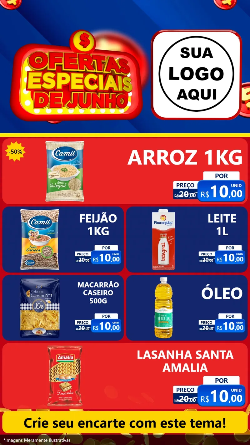 Modelo de TV para TV Vertical com o tema Ofertas Especiais de Junho para Supermercado