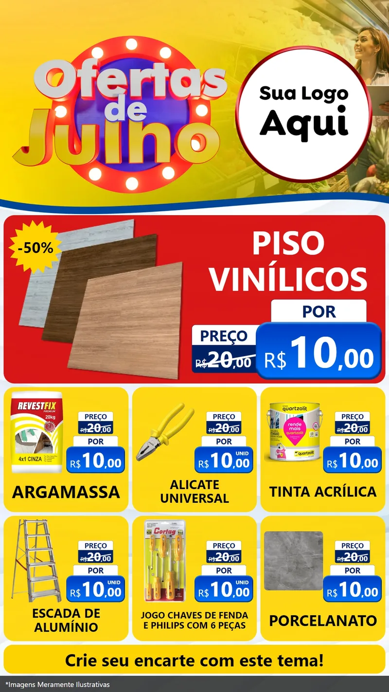 Modelo de Rede Social para Stories com o tema Ofertas de Julho para Material para Construção