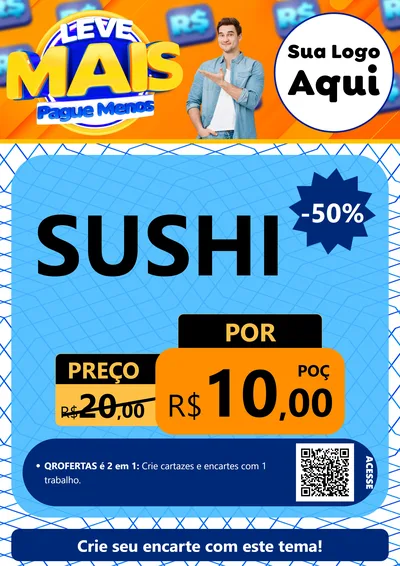Modelo de Cartaz para Cartaz A4 Vertical com o tema Leve Mais, Pague Menos para Comida japonesa