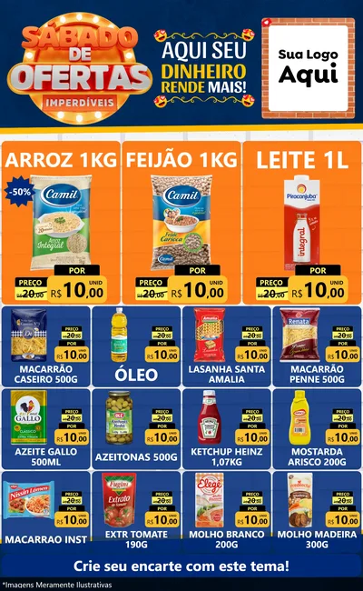 Modelo de Encarte para Encarte Grande com o tema Sábado de Ofertas Imperdíveis para Supermercado