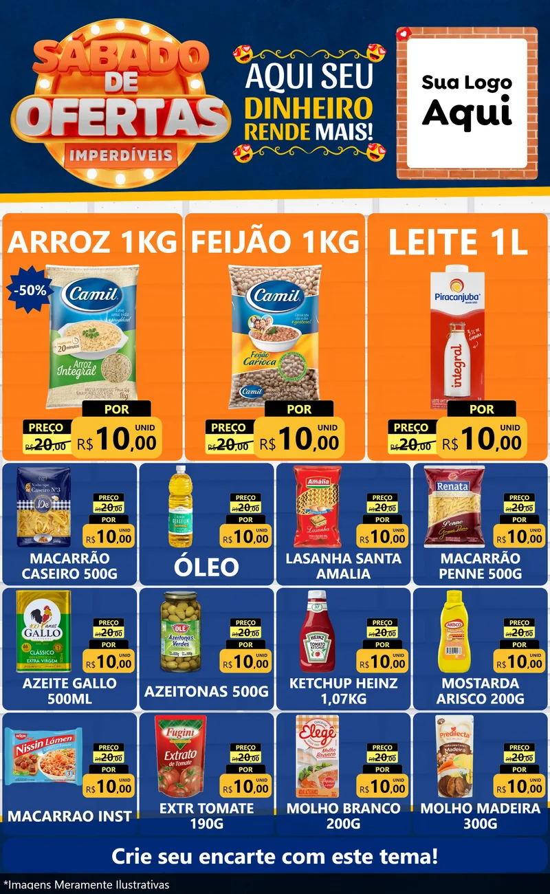 Modelo de Encarte para Encarte Grande com o tema Sábado de Ofertas Imperdíveis para Supermercado