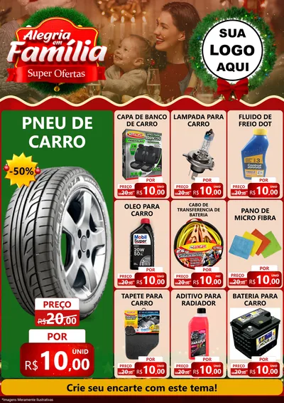 Modelo de Encarte para Encarte A4 Vertical com o tema Alegria Em Família - Super Ofertas para Auto peças