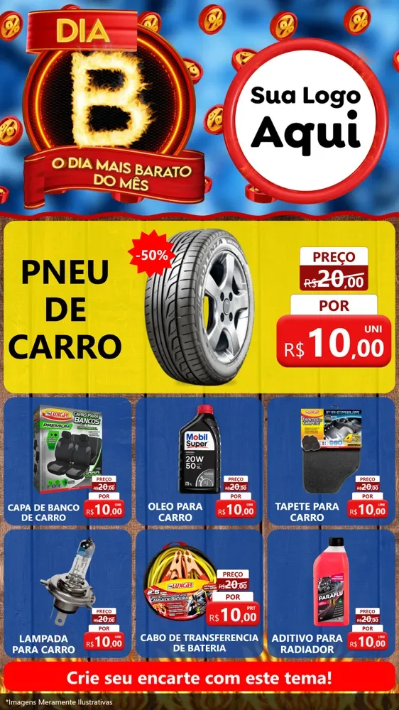 Modelo de Rede Social para Stories com o tema Dia B - O Dia Mais Barato Do Mês para Auto peças