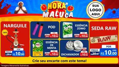 Modelo de TV para TV Horizontal com o tema Hora Maluca para Tabacaria