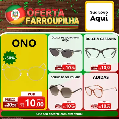 Modelo de Rede Social para Feed Facebook com o tema Oferta Farroupilha para Óticas