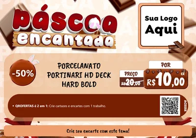 Modelo de Cartaz para Cartaz A4 Horizontal com o tema Páscoa Encantada para Pisos e revestimentos