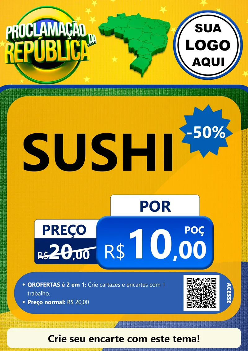 Modelo de Cartaz para Cartaz A4 Vertical com o tema Proclamação da República para Comida japonesa