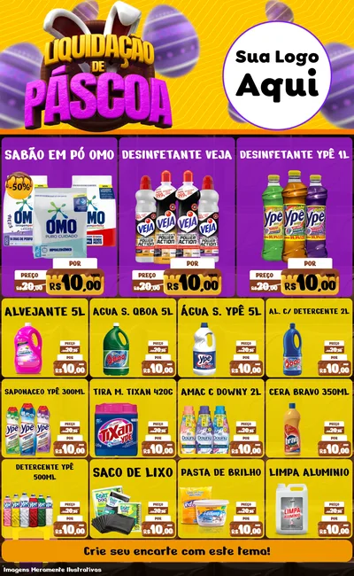 Modelo de Encarte para Encarte Grande com o tema Liquidação de Páscoa para Produtos de Limpeza