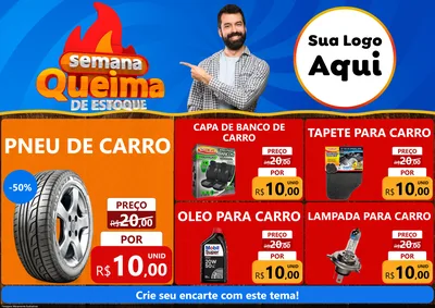 Modelo de Encarte para Encarte A4 Horizontal com o tema Semana Queima de Estoque para Auto peças