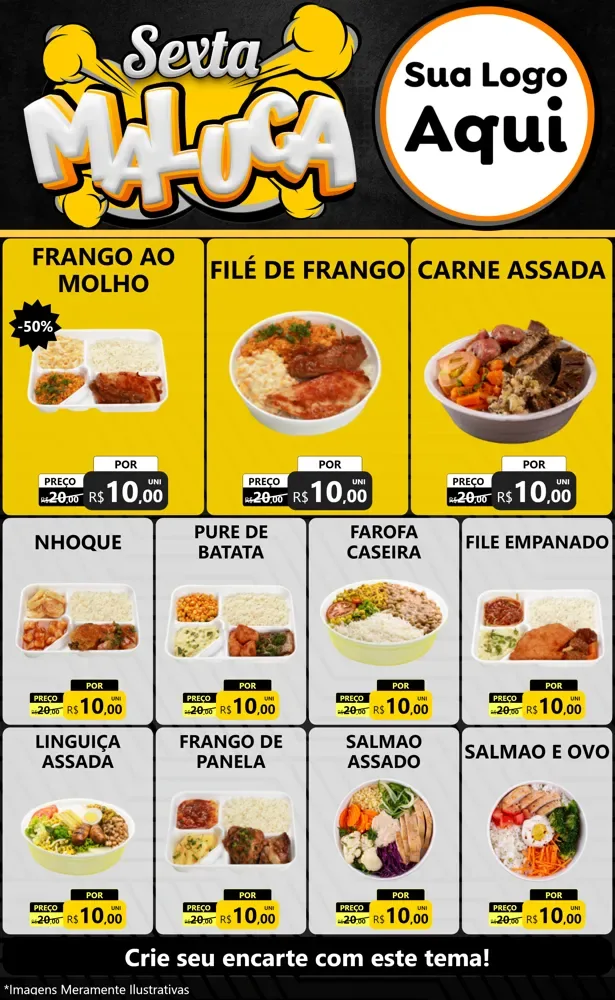 Modelo de Encarte para Encarte Grande com o tema Sexta Maluca para Restaurante