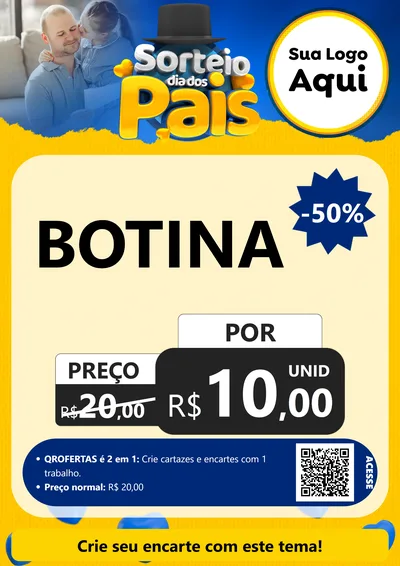 Modelo de Cartaz para Cartaz A4 Vertical com o tema Sorteio Dia Dos Pais para Agropecuária
