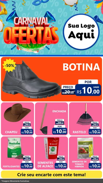 Modelo de Rede Social para Stories com o tema Carnaval de Ofertas para Agropecuária