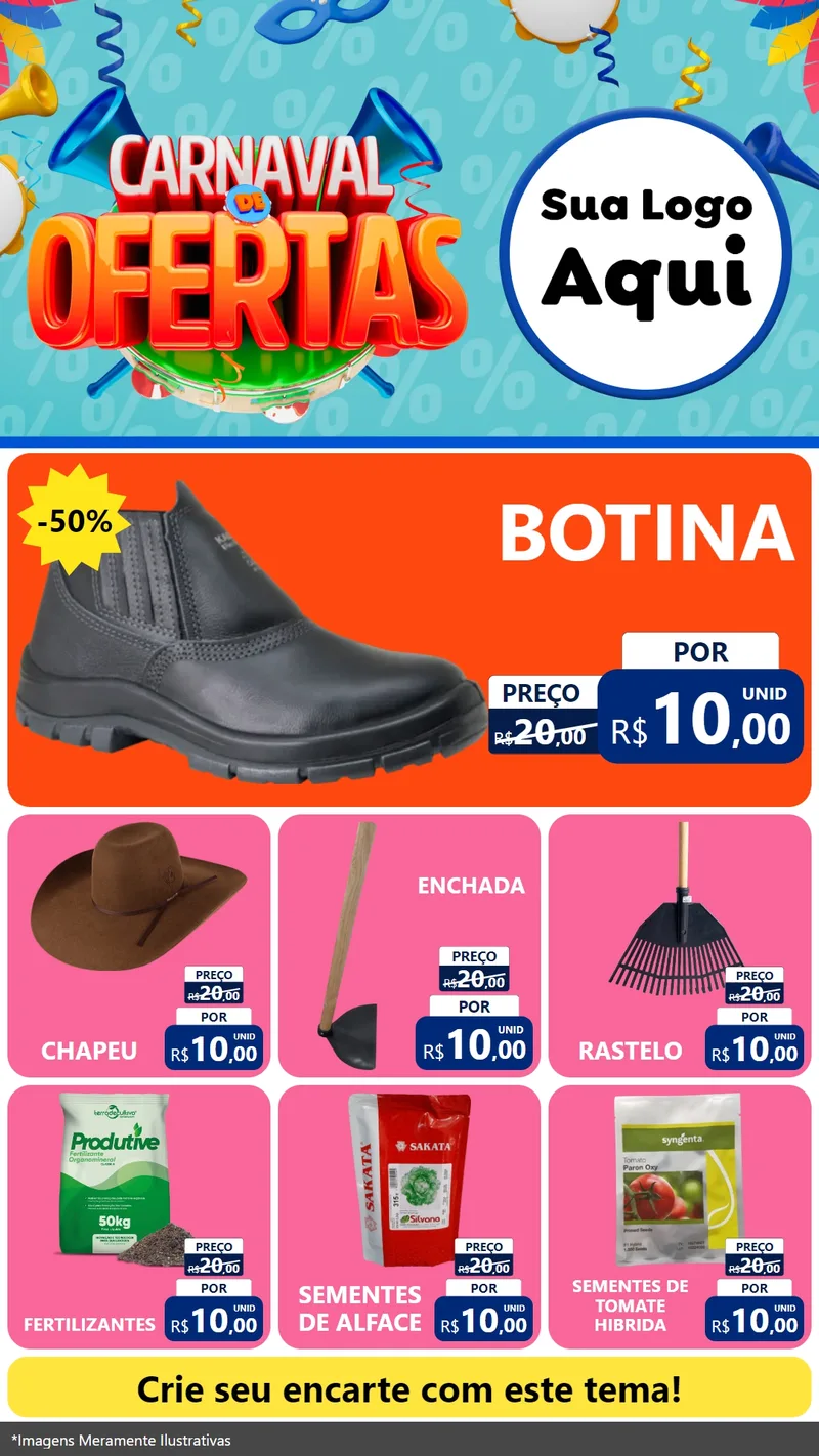 Modelo de Rede Social para Stories com o tema Carnaval de Ofertas para Agropecuária