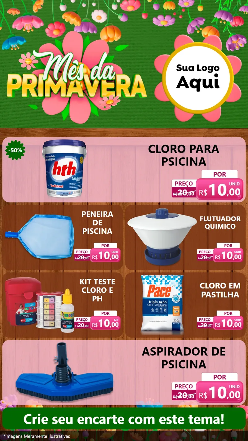 Modelo de TV para TV Vertical com o tema Mês da Primavera para Produtos para Piscina