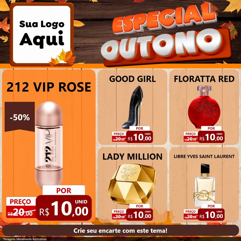 Modelo de Rede Social para Feed Facebook com o tema Especial Outono para Perfumes