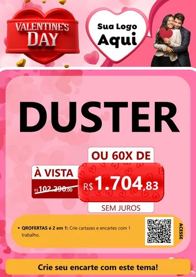 Modelo de Cartaz para Cartaz A4 Vertical com o tema Valentine's Day para Concessionaria de Carros