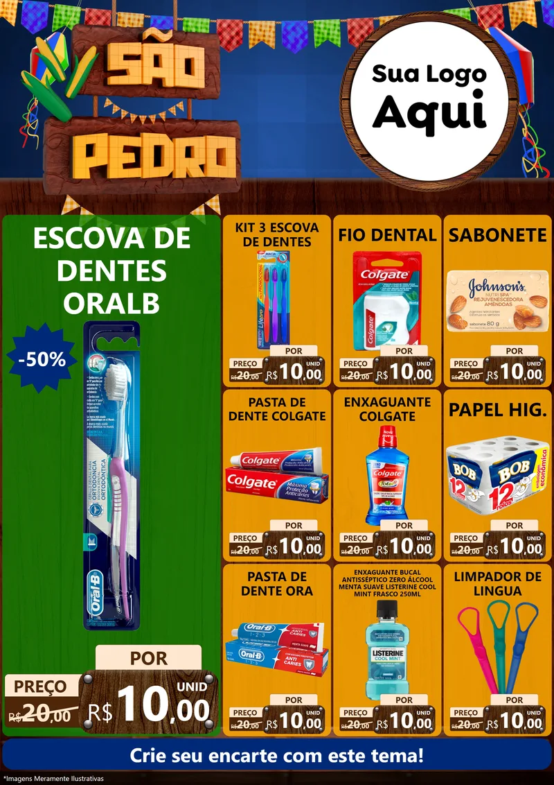 Modelo de Encarte para Encarte A4 Vertical com o tema São Pedro para Higiene Pessoal