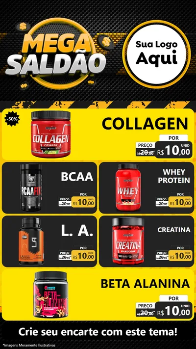 Modelo de TV para TV Vertical com o tema Mega Saldão para Suplementos alimentares