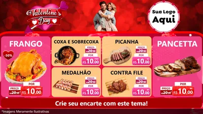 Modelo de TV para TV Horizontal com o tema Valentine's Day para Assados
