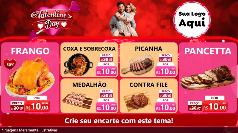 Modelo de TV para TV Horizontal com o tema Valentine's Day para Assados