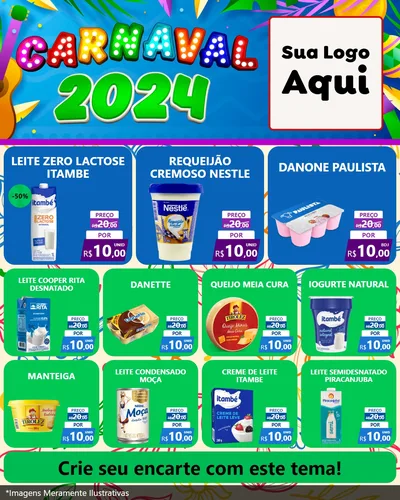 Modelo de Rede Social para Feed Instagram com o tema Carnaval 2027 para Frios e Laticínios