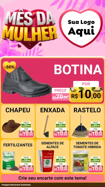 Modelo de Rede Social para Stories com o tema Mês da Mulher para Agropecuária