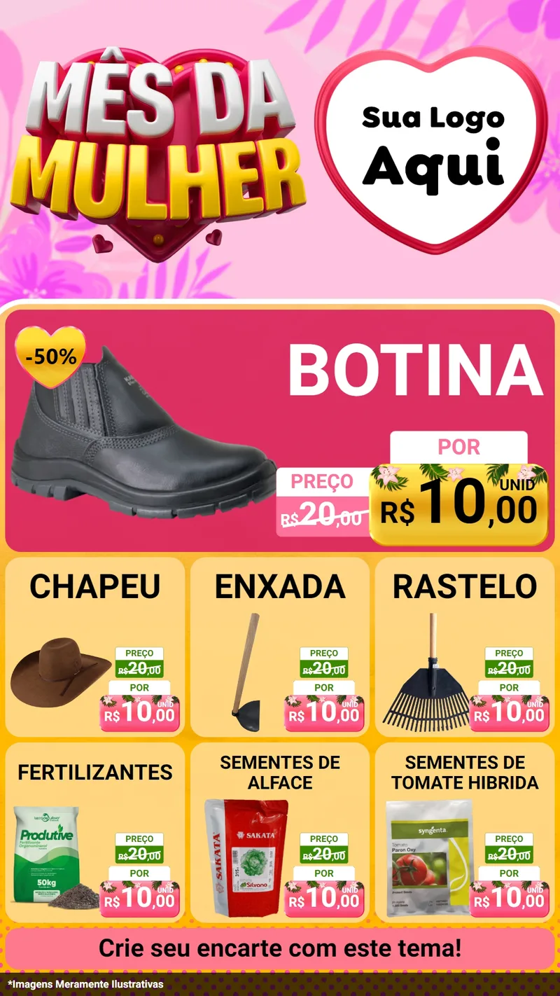 Modelo de Rede Social para Stories com o tema Mês da Mulher para Agropecuária