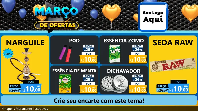 Modelo de TV para TV Horizontal com o tema Março de Ofertas para Tabacaria