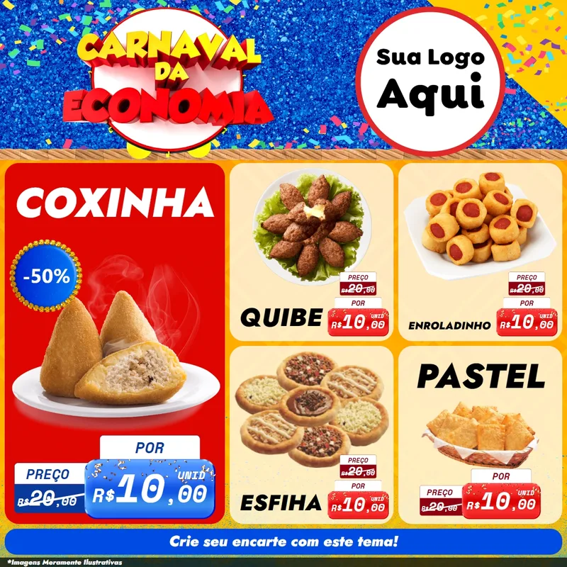 Modelo de Rede Social para Feed Facebook com o tema Carnaval da Economia para Salgadaria