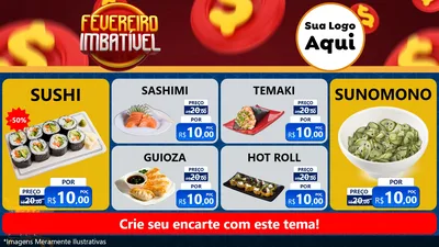 Modelo de TV para TV Horizontal com o tema Fevereiro Imbatível para Comida japonesa