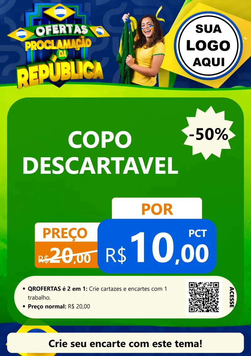 Modelo de Cartaz para Cartaz A4 Vertical com o tema Ofertas Proclamação da República para Embalagens